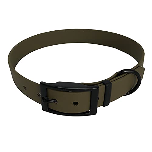 C&L Hundehalsband aus 25 mm BioThane®- [50-58cm] - Military Olive - OD521 - Black Edition von Collar & Leash