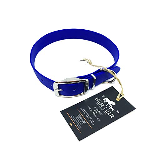 Collar & Leash C&L Hundehalsband aus 25 mm BioThane®- [50-58cm] - blau - BU522 von Collar & Leash