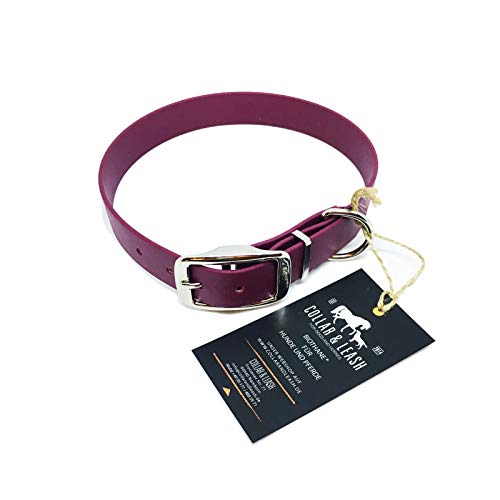 Collar & Leash C&L Hundehalsband aus 25 mm BioThane®- [60-68cm] - weinrot - WN521 von Collar & Leash