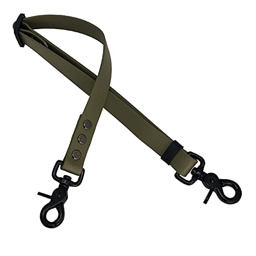 Hunde Sicherheitsgurt, Hundesicherheitsgurt mit starken Karabiner, Einstellbar Hundegurt Sicherheit für Alle Hunderassen und Katzen in 19 mm BIOTHANE® - 40-65 cm - Military Olive - Black Edition von Collar & Leash