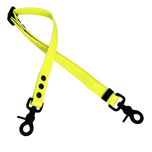 Hunde Sicherheitsgurt, Hundesicherheitsgurt mit starken Karabiner, Einstellbar Hundegurt Sicherheit für Alle Hunderassen und Katzen in 19 mm BIOTHANE® - 40-65 cm - Neongelb - Black Edition von Collar & Leash