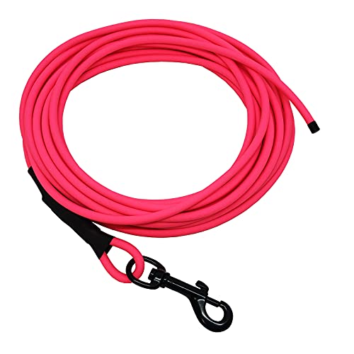 Schleppleine Trainingsleine für Hunde, robust, wetterfest, aus runder BIOTHANE® - Coated 6 mm - [10 m] - Neon Pink - PK521 - Black Edition von Collar & Leash