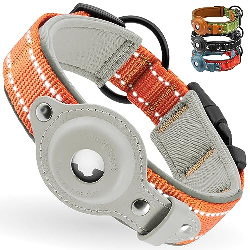 Airtag Hundehalsband, CollarDirect, reflektierendes Hundehalsband für Apple Air Tag für große, mittlere und kleine Hunde, Orange, Größe L (42-51 cm) von CollarDirect