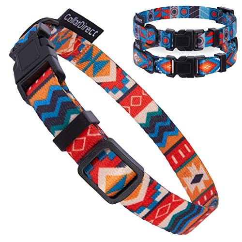 CollarDirect Hundehalsband für kleine, mittelgroße und große Hunde oder Welpen, niedliches einzigartiges Design mit SchnellverschlussSchnalle, Tribalethnisches Aztekenmuster (Tribal, 24-32 cm) von CollarDirect