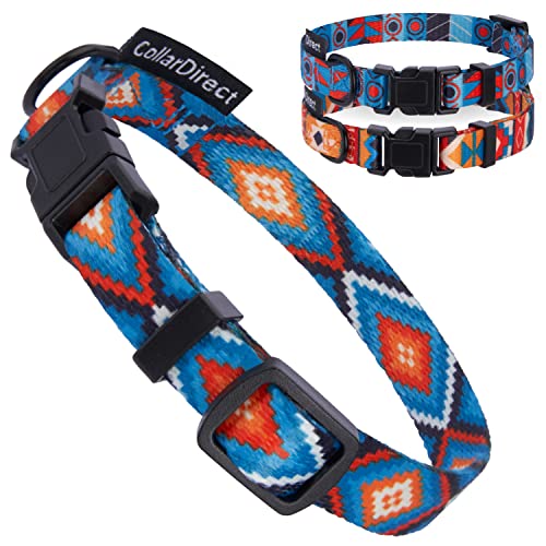 CollarDirect Hundehalsband für kleine, mittelgroße und große Hunde oder Welpen, niedliches einzigartiges Design mit SchnellverschlussSchnalle, Tribalethnisches Aztekenmuster (Aztec, 30-37 cm) von CollarDirect