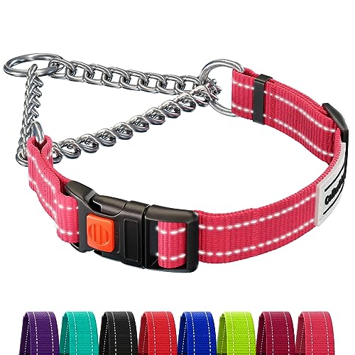 CollarDirect Reflektierendes Zugstopp Martingale Hundehalsband Seitenöffnung Schnalle Kette Training Einstellbar mit Griff Halsband für Haustiere von CollarDirect