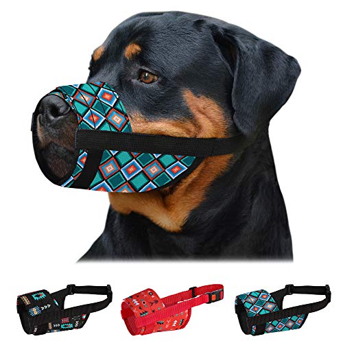 CollarDirect Maulkorb für Hunde – Verstellbarer, weicher, atmungsaktiver Mundschutz aus Tribal-Nylon für kleine, mittlere und große Hunde, Anti-Kauen, Bellen (L/XL) von CollarDirect