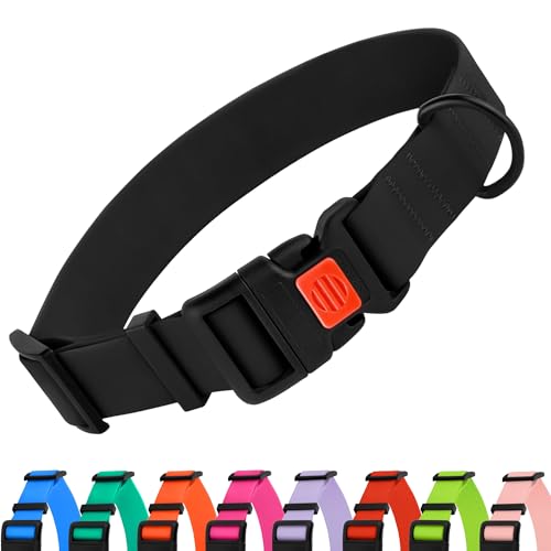 CollarDirect Verstellbares Hundehalsband, bunt, wasserfest, für kleine, mittelgroße und große Hunde, Welpen, 9 Farben (Schwarz, S (25-33 cm)) von CollarDirect