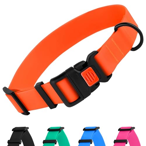 CollarDirect Verstellbares Hundehalsband, bunt, wasserfest, für kleine, mittelgroße und große Hunde, Welpen, 9 Farben (Orange, M (30-40 cm)) von CollarDirect