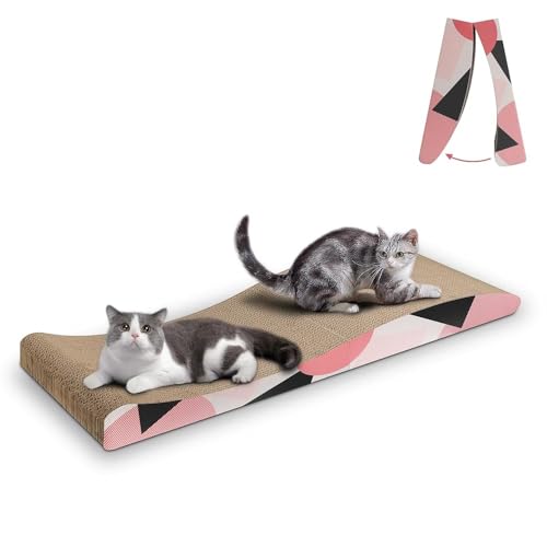 ComSaf Katzen Kratzbrett, Recycelbar Qualitäts-Pappe Kratzbrett, Katzen Spielzeug Wellpappe Kratzmatten Lounge Kratzmöbel, Kurve Kratzbretter Katze 88 x 25 x 10cm von ComSaf