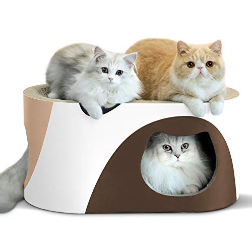 ComSaf Kratzpappe für Katzen, Ovale Kratzmatte Katze Spielzeug Kratzmöbel Wellpappe, Kratzbretter Katze 58x31x30 cm von ComSaf