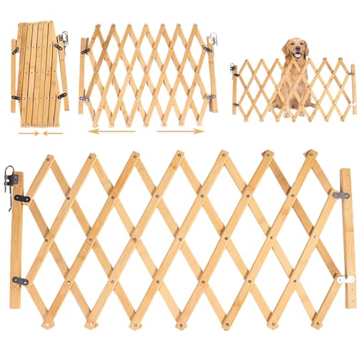 Comebachome Hundegate Indoor, 19x10-43in Erweiterbare Hundetore für Türen, Holz-Rhombus-Struktur Pet Gate mit Legierungshardware, Katzenzaun, Raumteiler-Tor für Treppentüren Innenräume von Comebachome