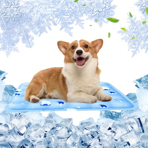 Comebachome Hundekühlmatte 17.7x17.7 '' Ice Gel Pet Kühlmatte Anti-Kratzer Atmungsfreie Katzenkühlmatte Faltbare Kühlmatte für Hunde Katzen Haustiere Sommer von Comebachome