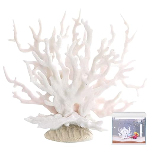 Comebachome Korallendekor, künstliche Korallenriff Dekor, 6,7x2,6 Zoll Gefälschtes Korallenschmuck, dekorative lebensechte Korallenskulptur Strandzimmerdekor für Aquarien, Fischtanks weiß von Comebachome