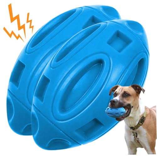 Comebachome Quietschende Bälle für Hunde 2PCS Fußball geformte Hundekugeln für Aggressive Kauen 5x3-Zoll von Comebachome