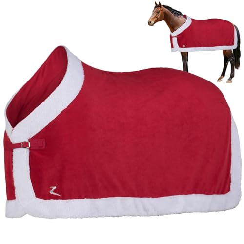 Comebachome Weihnachtspferddecke, weiche Fleece Winter warme Pferddecke, Weihnachten rote Pferdeblätter für Weihnachtspferde -Dekoration von Comebachome