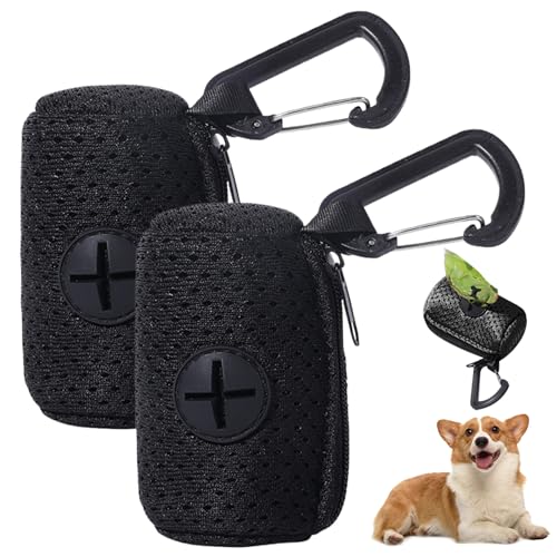 Hund Poop Baghalter 2pcs 2.8x2in Mesh Reißverschlüsse Hundekot -Beutel Spender mit Schnalle atmungsaktives waschbares tragbares Hundekotbeutelhalter für Leine Haustasche, keine Poop -Tasche, schwarz von Comebachome