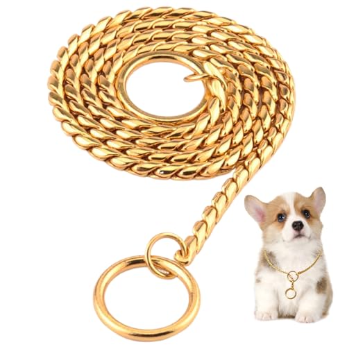 Hundekettenkragen, 15,8 -Zoll -Edelstahl -Hundehällerkragen, Gold Slip Choke -Kette für Hunde Training Gehen, Hunde Halskragen, Hundekettenkragen von Comebachome