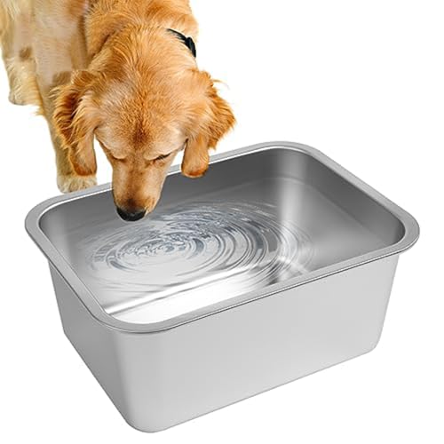 Hundwasserschale, 14,2 x 10,6 x 5,9 Zoll Edelstahl Quadrathunde Lebensmittelschalen, große Haustier -Katzenfutter -Schalen, schwere Katzengerichte für Nahrung und Wasser von Comebachome