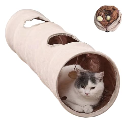 Katzentunnel, 10 x 47 faltbare Rascheln Katzenspieltunnel mit Löchern, lang anhaltende interaktive Katzenröhrchen und Tunnel für Katzen, Kaninchen, Welpen und andere Tiere, Katzentunnel für Innenkatz von Comebachome