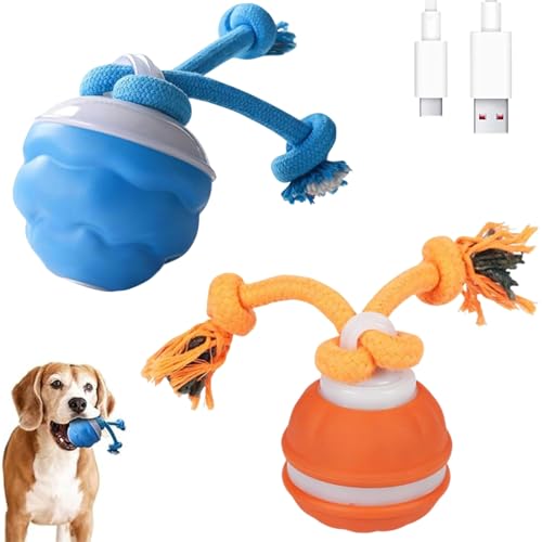 2025 Neu Power Tail 2.0 Dog Toy, Interaktives Katzenspielzeug Ball Elektrisch, Balle pour Chien, Katzenspielzeug Elektrisch Interaktives Hundespielzeug Selbstrollender Ball Für Hunde (blau+Orange) von ComedyKing