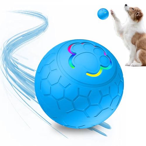 ComedyKing Ball Hund, Hundespielzeug Intelligenz, Interaktives Hunde Ball Spielzeug, Strapazierfähiger Automatisch Rollender Ball für Welpen/Kleine/Mittlere Hunde, USB Wiederaufladba (Blau) von ComedyKing