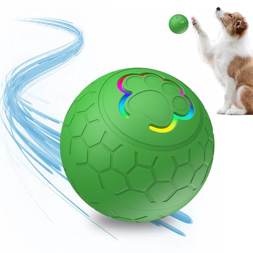 ComedyKing Ball Hund, Hundespielzeug Intelligenz, Interaktives Hunde Ball Spielzeug, Strapazierfähiger Automatisch Rollender Ball für Welpen/Kleine/Mittlere Hunde, USB Wiederaufladba (Grün) von ComedyKing