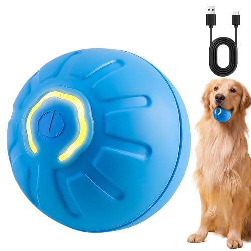 ComedyKing Hundespielzeug Ball Elektrisch, 2025 Neu Magic Ball für Hunde, Automatisch Ball Hund Interaktives Hundespielzeug, Interaktiver Spielball für Hunde, USB Wiederaufladba (Blau) von ComedyKing