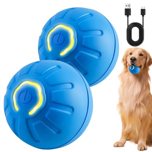 ComedyKing Hundespielzeug Ball Elektrisch, 2025 Neu Magic Ball für Hunde, Automatisch Ball Hund Interaktives Hundespielzeug, Interaktiver Spielball für Hunde, USB Wiederaufladba (Blau *2) von ComedyKing