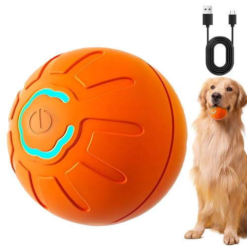 ComedyKing Hundespielzeug Ball Elektrisch, 2025 Neu Magic Ball für Hunde, Automatisch Ball Hund Interaktives Hundespielzeug, Interaktiver Spielball für Hunde, USB Wiederaufladba (Orange) von ComedyKing