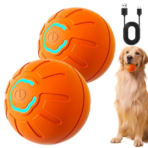 ComedyKing Hundespielzeug Ball Elektrisch, 2025 Neu Magic Ball für Hunde, Automatisch Ball Hund Interaktives Hundespielzeug, Interaktiver Spielball für Hunde, USB Wiederaufladba (Orange*2) von ComedyKing