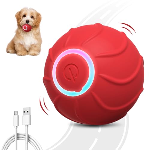 ComedyKing Interaktives Hundespielzeug, Hundespielzeug Ball Hundeball Elektrisch Magic Ball für Hunde, Ball Hund mit 2 Interaktiven Modi, Intelligentes Hundespielzeug mit LED-Lichtern (Rot) von ComedyKing