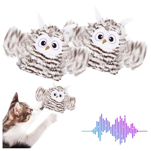 ComedyKing Katzenspielzeug Vogel, Elektrisches Interaktives Katzenspielzeug, Zwitschern wie EIN Vogel, Katzenspielzeug Vogel Flattern, Chirping Owl Cat Toy, Wiederaufladbar (2pcs) von ComedyKing