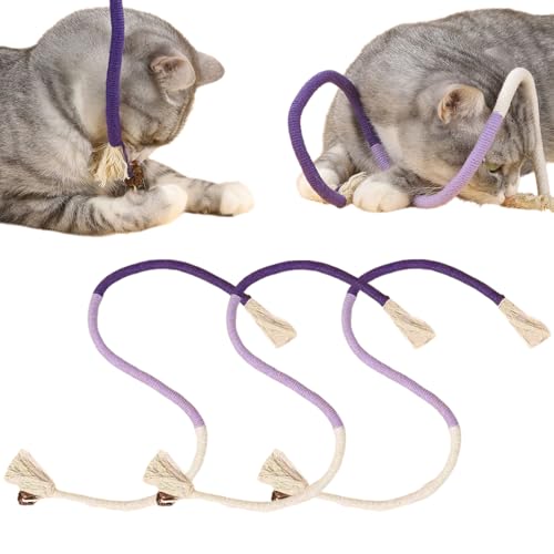 ComedyKing Rope Cat Chew Toys, Katzenminze Spielzeug, Katze Seil Spielzeug, Katzenspielzeug, Katzenbeißseil, Katzen Kauspielzeug, Interaktives Katzenspielzeug für Katzen Zahnpflege (Lila, 60cm) von ComedyKing