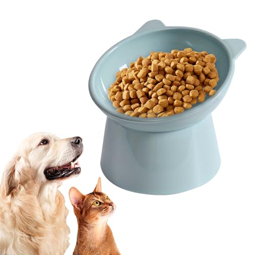 Ergonomischer Katzennapf, Ergonomic Cat Bowl Atzennapf Erhöht Katzennapf Erhöht Fressnapf Katze mit 15° Neigung Design, Katzennapf Erhöht für Katzen, Welpen und kleine Hunde (Blau) von ComedyKing