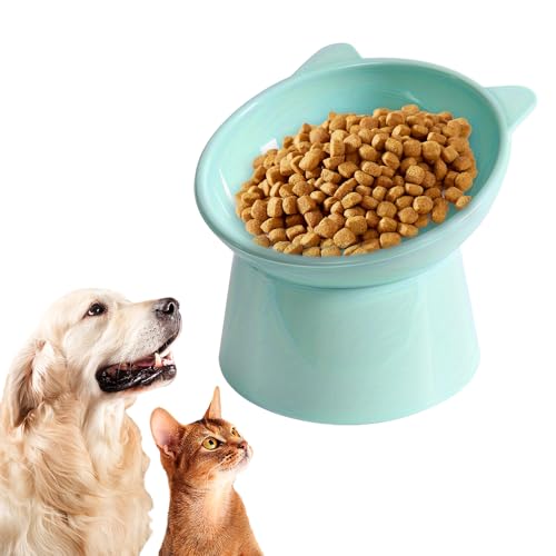 Ergonomischer Katzennapf, Ergonomic Cat Bowl Atzennapf Erhöht Katzennapf Erhöht Fressnapf Katze mit 15° Neigung Design, Katzennapf Erhöht für Katzen, Welpen und kleine Hunde (Grün) von ComedyKing