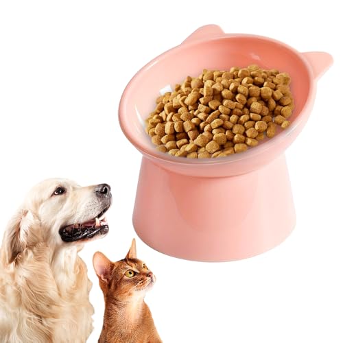 Ergonomischer Katzennapf, Ergonomic Cat Bowl Atzennapf Erhöht Katzennapf Erhöht Fressnapf Katze mit 15° Neigung Design, Katzennapf Erhöht für Katzen, Welpen und kleine Hunde (Rosa) von ComedyKing