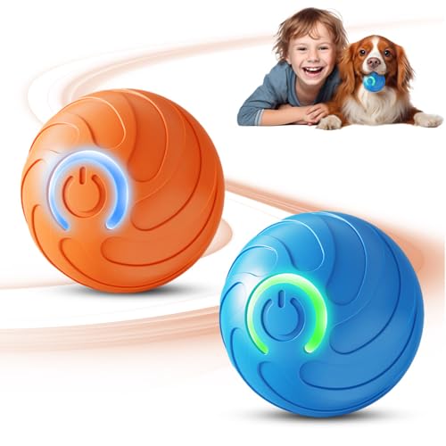 Hundespielzeug Interaktiv, Intelligenzspielzeug für Hunde, Interaktives Hundespielzeug Ball, Automatisch Rollender Ball Hundeball für kleine mittlere große Hunde, USB Wiederaufladbar (2pcs) von ComedyKing