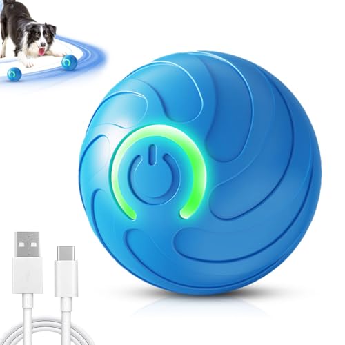 Hundespielzeug Interaktiv, Intelligenzspielzeug für Hunde, Interaktives Hundespielzeug Ball, Automatisch Rollender Ball Hundeball für kleine mittlere große Hunde, USB Wiederaufladbar (Blau) von ComedyKing