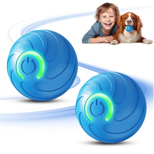 Hundespielzeug Interaktiv, Intelligenzspielzeug für Hunde, Interaktives Hundespielzeug Ball, Automatisch Rollender Ball Hundeball für kleine mittlere große Hunde, USB Wiederaufladbar (Blau*2) von ComedyKing