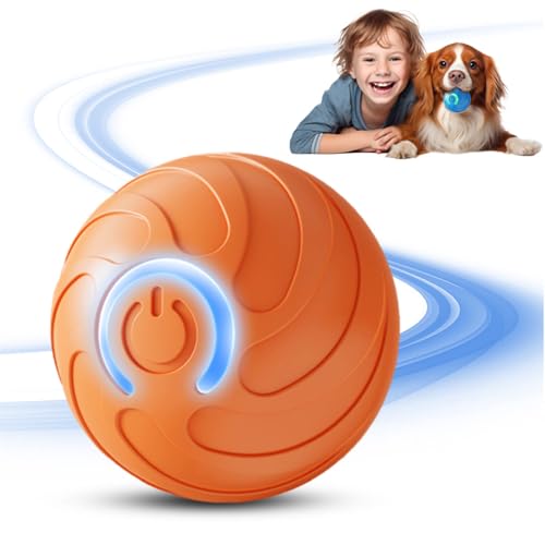 Hundespielzeug Interaktiv, Intelligenzspielzeug für Hunde, Interaktives Hundespielzeug Ball, Automatisch Rollender Ball Hundeball für kleine mittlere große Hunde, USB Wiederaufladbar (orange) von ComedyKing