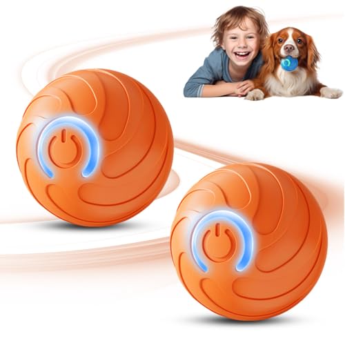 Hundespielzeug Interaktiv, Intelligenzspielzeug für Hunde, Interaktives Hundespielzeug Ball, Automatisch Rollender Ball Hundeball für kleine mittlere große Hunde, USB Wiederaufladbar (orange *2) von ComedyKing