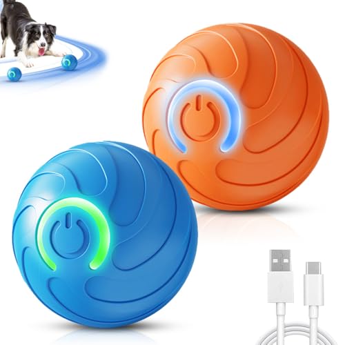 Interaktives Hundespielzeug Ball, Hundespielzeug Interaktiv, Intelligenzspielzeug für Hunde, Automatisch Rollender Ball Hundeball für kleine mittlere große Hunde, USB Wiederaufladbar (2pcs) von ComedyKing