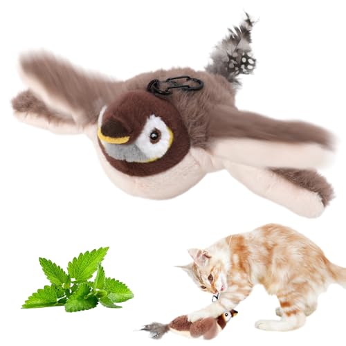 Interaktives Katzenspielzeug Selbstbeschäftigung, Vogel Katzenspielzeug, Elektrisches Katzenspielzeug Vogel Flattern, Interactive Cat Toy, Flapping Bird Cat Toy (Spatzenstil) von ComedyKing