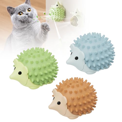 Katzenminze Balls, Catnip Wall Ball, Katzenminze Spielzeug, 3pcs Katzenminze Wandroller für Katzenlecken, Zahnreinigung Dentales essbares Kätzchenspielzeug mit Aufbewahrungsdeckel (Igel-Typ) von ComedyKing