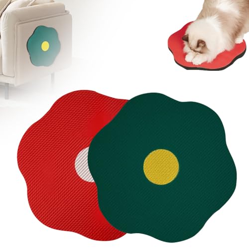 Kratzbrett, Katze Kratzmatte, Katze Wand, Katzenkratzbretter, Kratzmatte Selbstklebend, Vielseitige Selbstklebende Ersatz, Flower Scratching Pad for Cats für Möbel, Kratzbäume (Rot+Grün) von ComedyKing