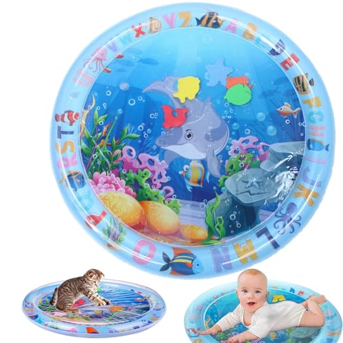 Pet Water Sensory Mat, Sensory Water Playmat Katze, Sensorische Wassermatte für Haustiere, Aufblasbare Sensorische Wasser-Spielmatte Für Katzen, Water Sensor Play Mat Cat (Delfinmuster, 65cm) von ComedyKing