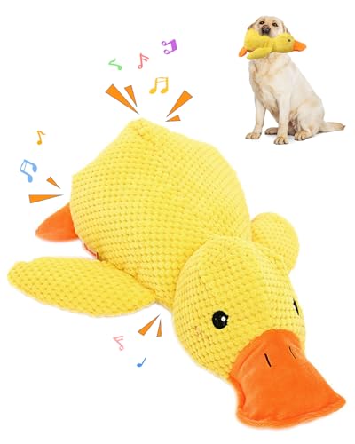 Quack-Quack Duck Dog Toy, Enten Hundespielzeug, Beruhigende Ente Für Hunde, Ente Kuscheltier, Langlebiges Plüsch-Kauspielzeug für Hunde zum Kauen und zur Mundreinigung im Innenbereich (Gelb) von ComedyKing