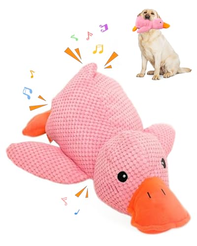 Quack-Quack Duck Dog Toy, Enten Hundespielzeug, Beruhigende Ente Für Hunde, Ente Kuscheltier, Langlebiges Plüsch-Kauspielzeug für Hunde zum Kauen und zur Mundreinigung im Innenbereich (Rosa) von ComedyKing