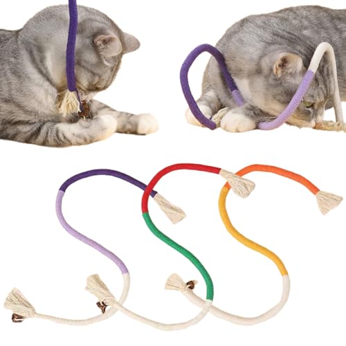 Rope Cat Chew Toys, Katzenminze Spielzeug, Katze Seil Spielzeug, Katzenspielzeug, Katzenbeißseil, Katzen Kauspielzeug, Interaktives Katzenspielzeug für Katzen Zahnpflege (Farbmischung, 60cm) von ComedyKing